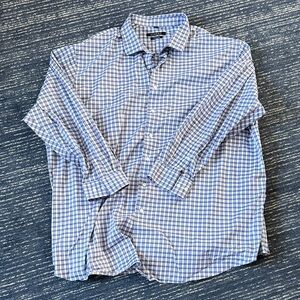 Casual Blue Checkered Button-Down Shirt